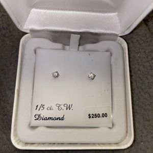 Genuine diamond stud earrings